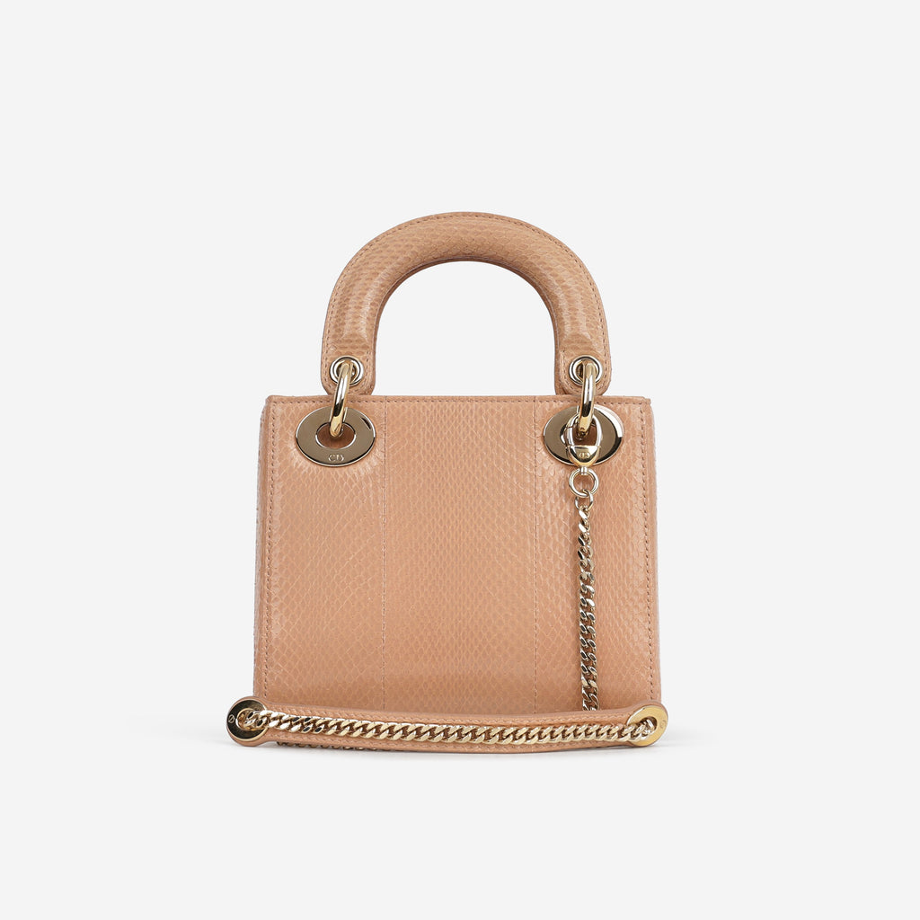 Dior Mini Lady Dior - Nude Snakeskin | Champagne Gold Hardware