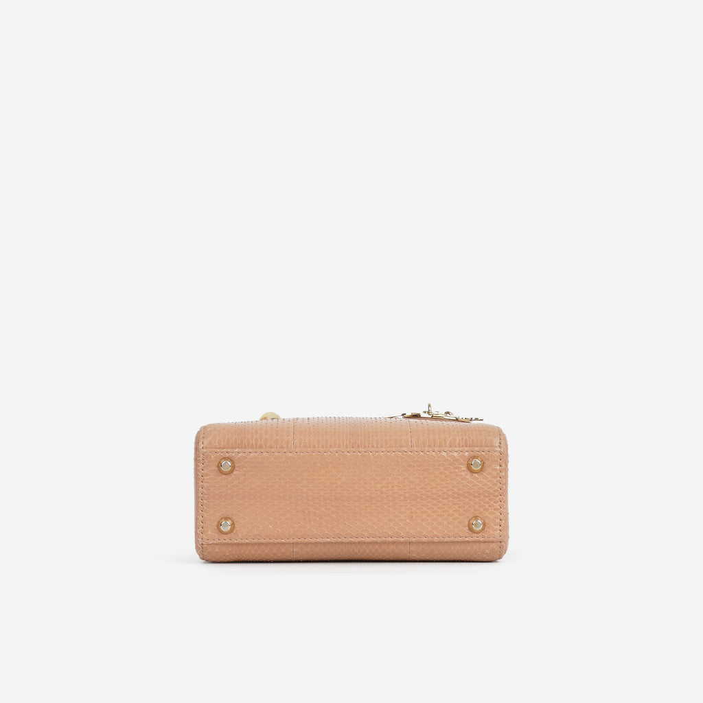 Dior Mini Lady Dior - Nude Snakeskin | Champagne Gold Hardware