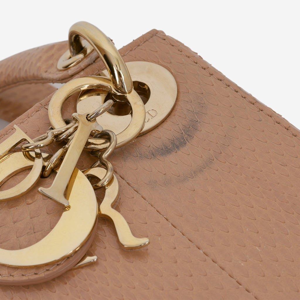 Dior Mini Lady Dior - Nude Snakeskin | Champagne Gold Hardware