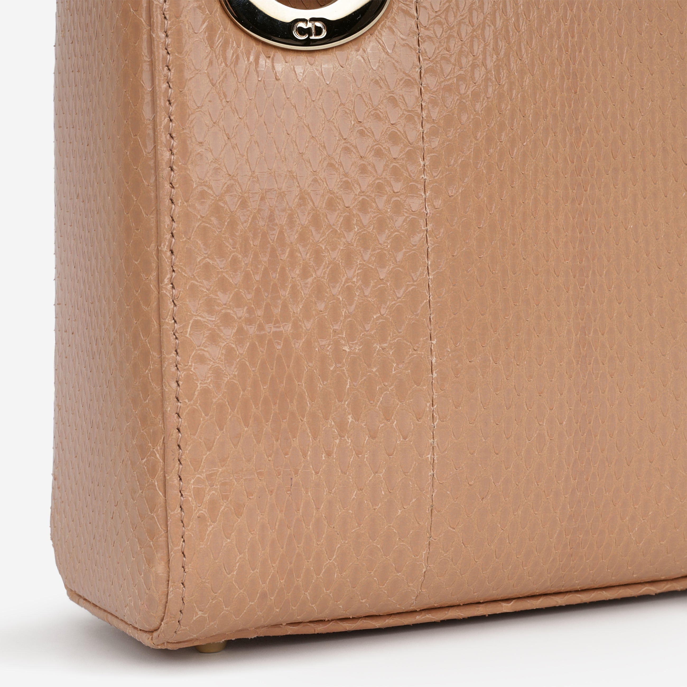 Dior Mini Lady Dior - Nude Snakeskin | Champagne Gold Hardware