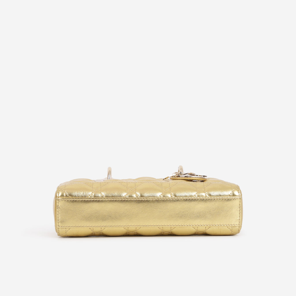 Dior Small Lady D-Joy - Gold Metallic Lambskin Cannage | Champagne Gold Hardware