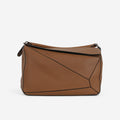 Loewe Large Puzzle Bag - Brown Grained Calfskin | Palladium Hardware