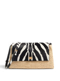 Raffia and Zebra Haircalf Audrey Crossbody Bag