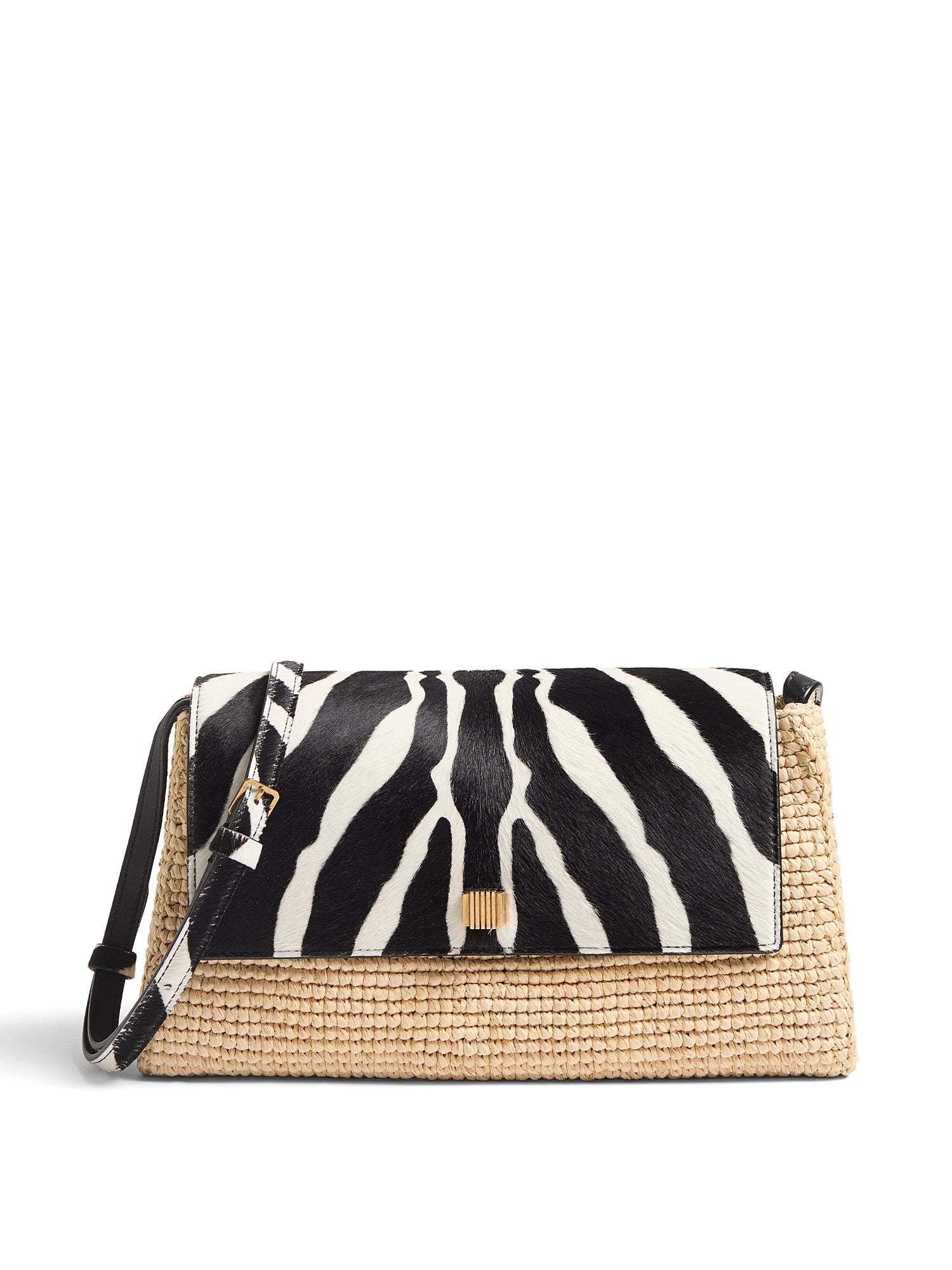 Raffia and Zebra Haircalf Audrey Crossbody Bag