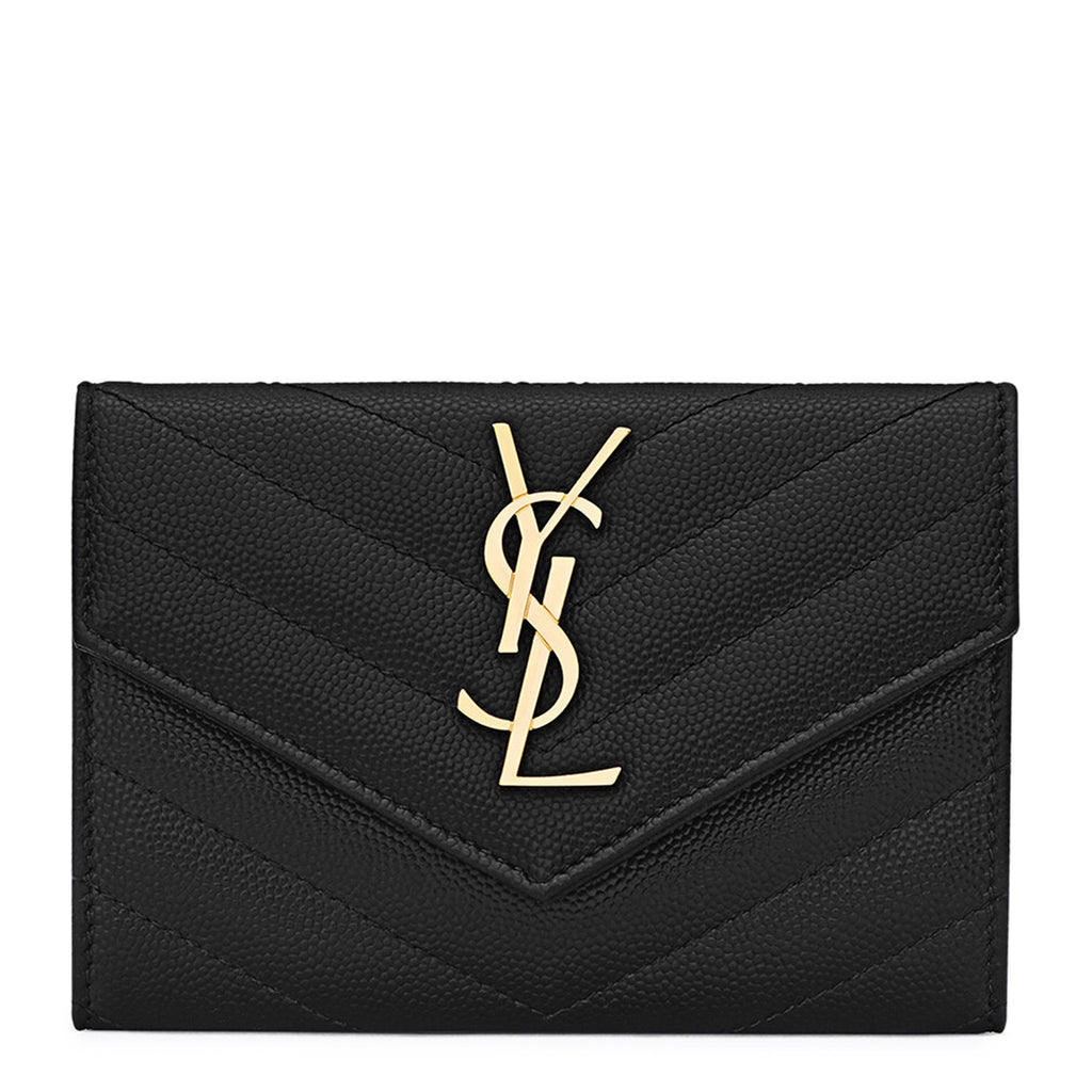 Saint Laurent Cassandre Matelasse Small Black Envelope Wallet
