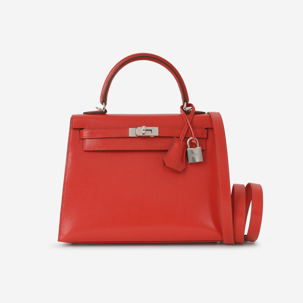 Hermès Kelly 25 - Rouge De Coeur Chevre Chamkila | Palladium Hardware