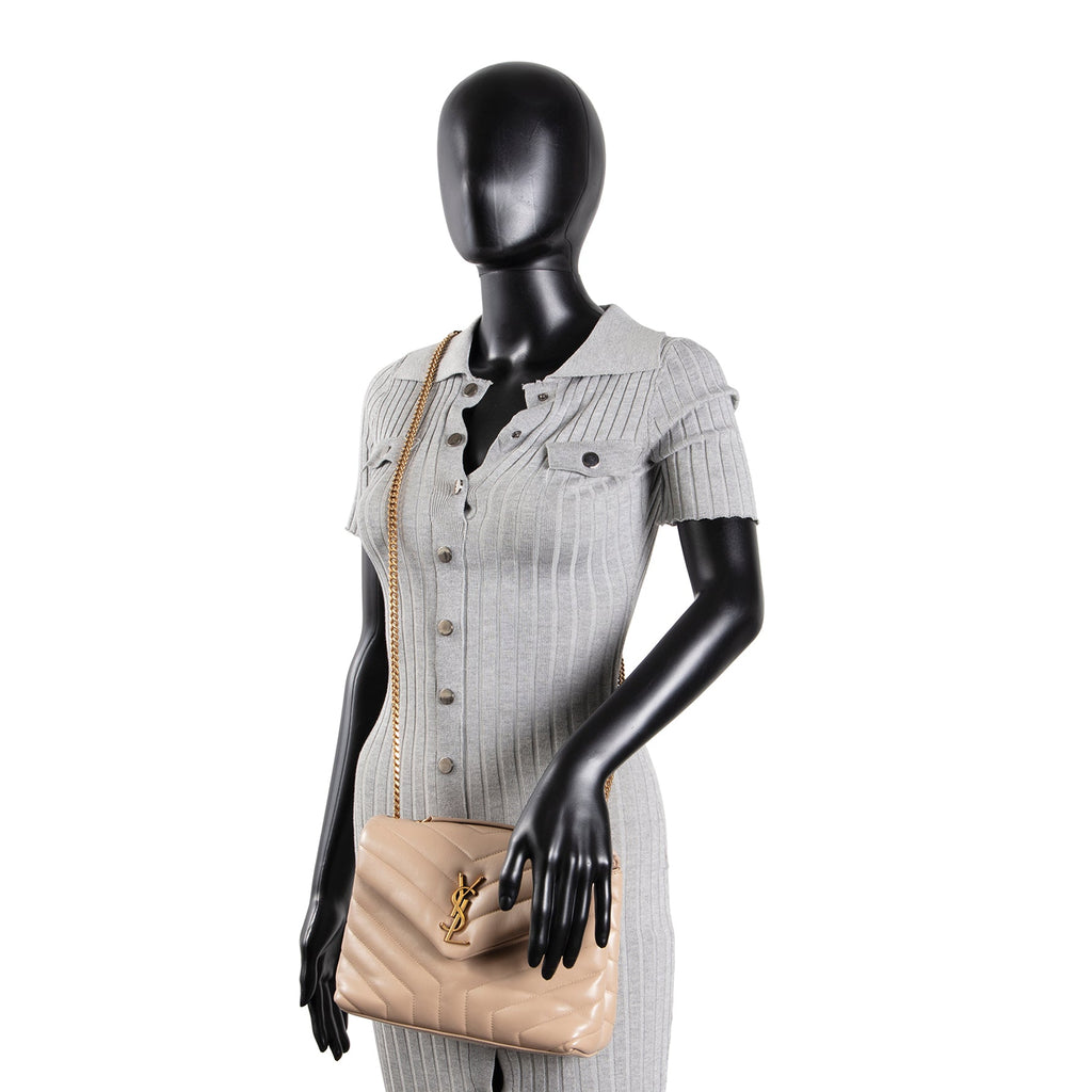 SAINT LAURENT Small Lou Lou Shoulder Bag - Nude
