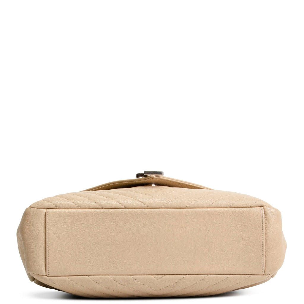 SAINT LAURENT Matelasse Chevron Monogram Large College Satchel - Beige