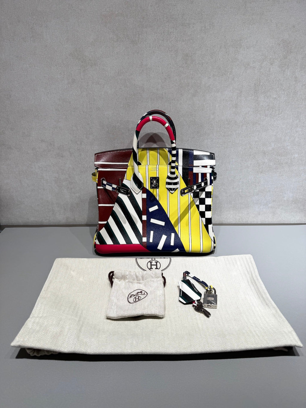 HERMÈS Limited Edition Birkin 25 One Two Three and Away We Go Multi-color Swift Palladium hardware D (2019)