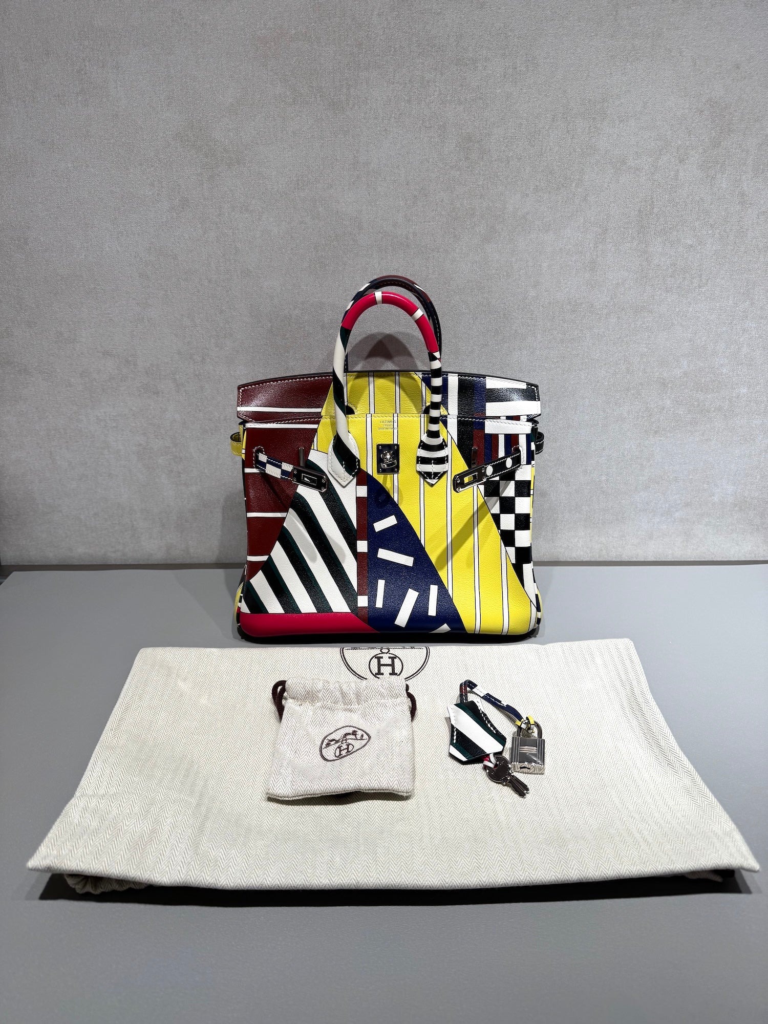 HERMÈS Limited Edition Birkin 25 One Two Three and Away We Go Multi-color Swift Palladium hardware D (2019)