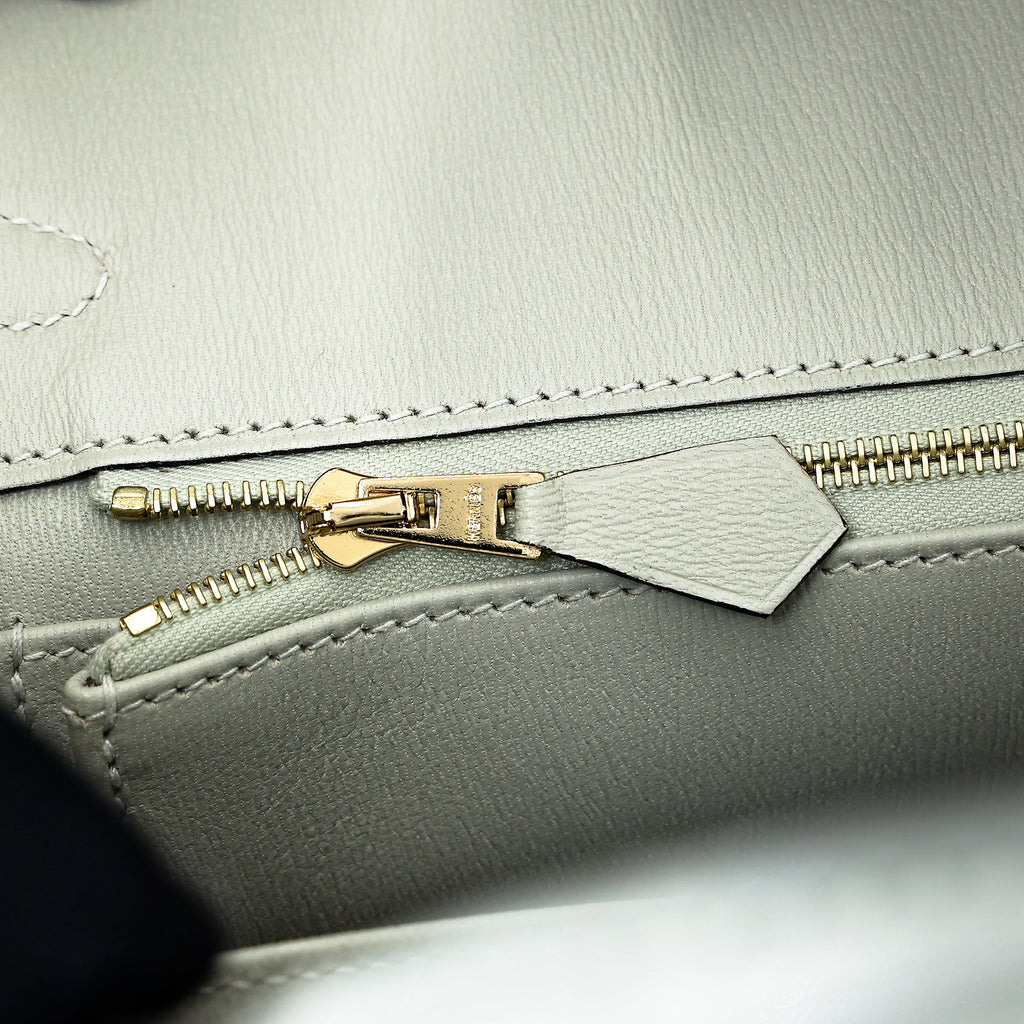 HERMÈS Birkin 25 Gris Neve (0W) Matte Alligator Gold hardware K (2025)