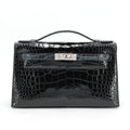 HERMÈS Special Order Kelly Pochette HSS Vert Rousseau (V0) Noir (89) Shiny Alligator Palladium hardware K (2025)