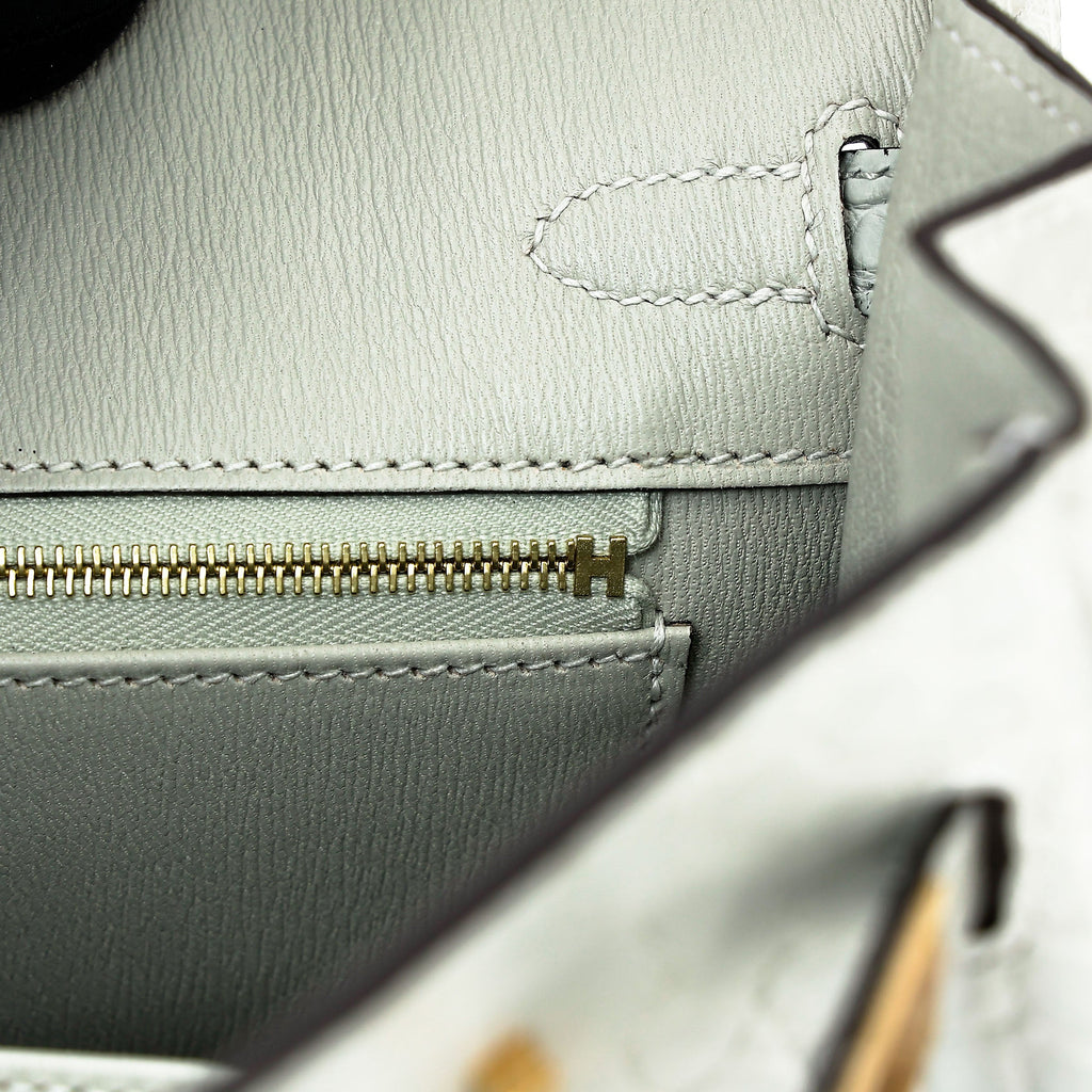 HERMÈS Birkin 25 Gris Neve (0W) Matte Alligator Gold hardware K (2025)