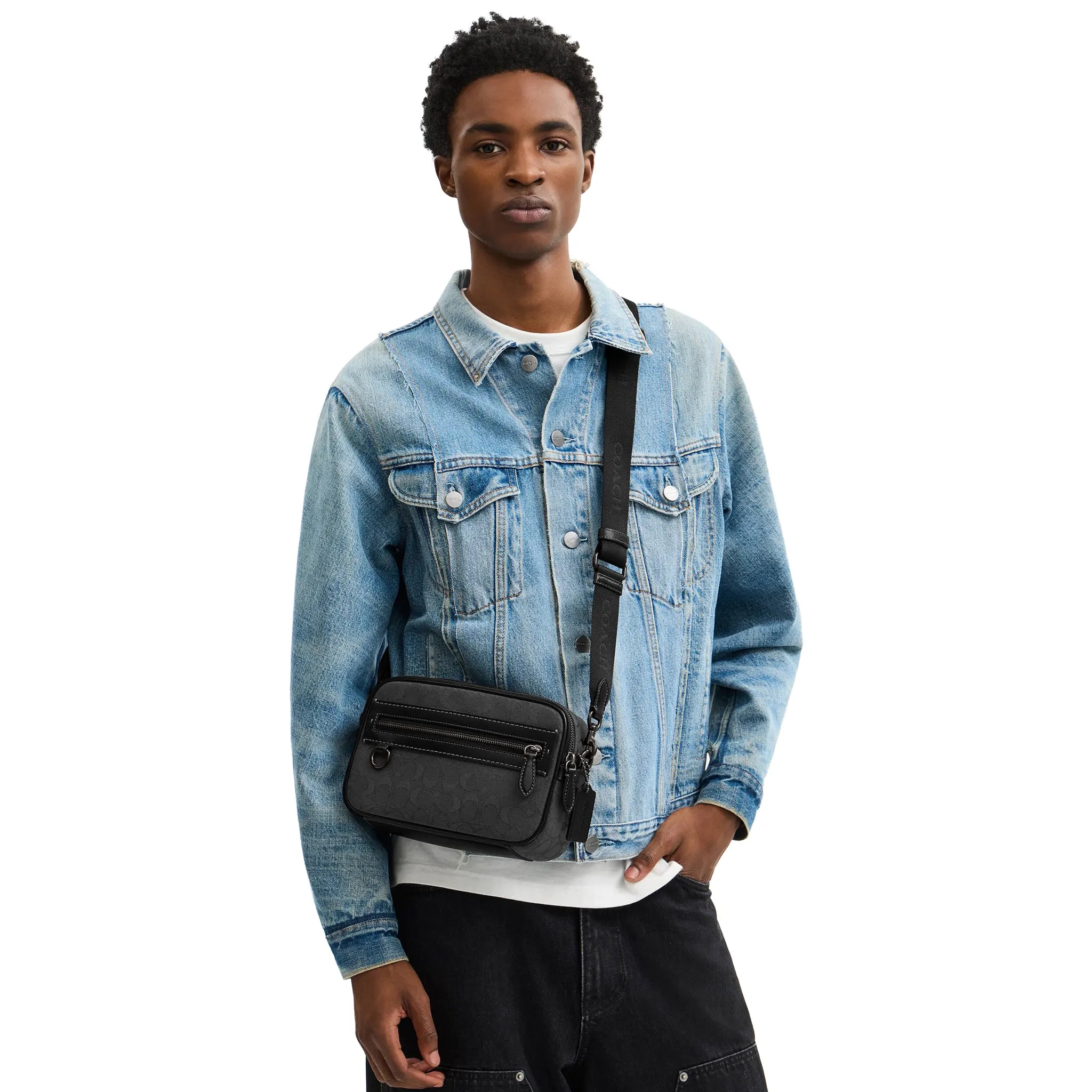 Coach Theo Signature Jacquard Black Camera Bag