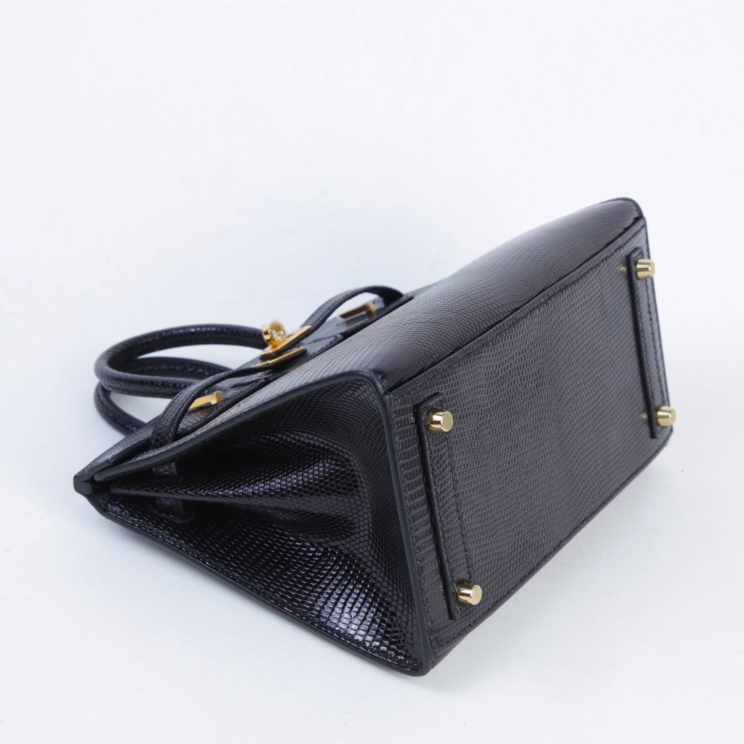 HERMÈS Birkin 20 Noir (89) Lizard Gold hardware B (2023)