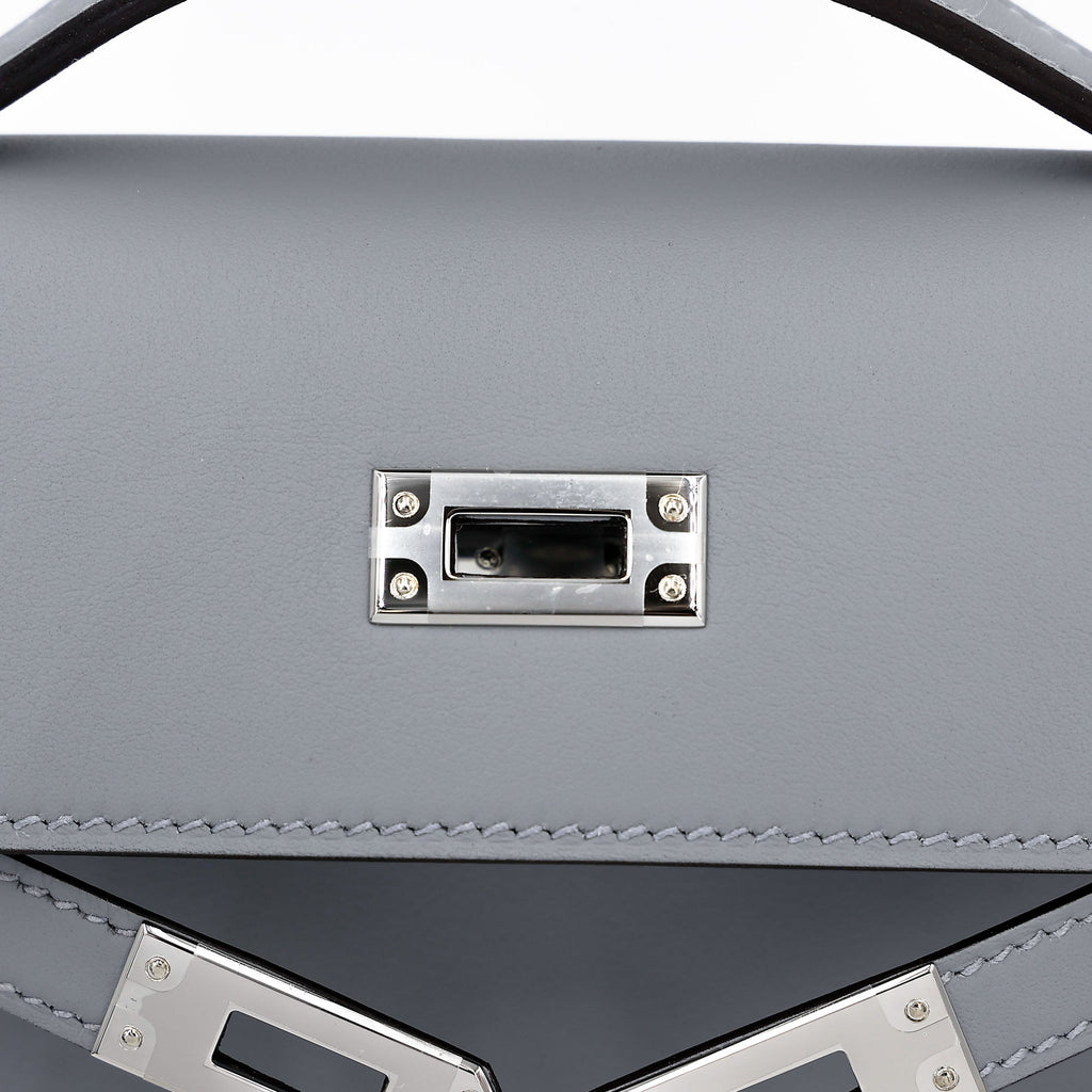 HERMÈS Kelly Pochette Gris Pantin (P0) Swift Palladium hardware K (2025)