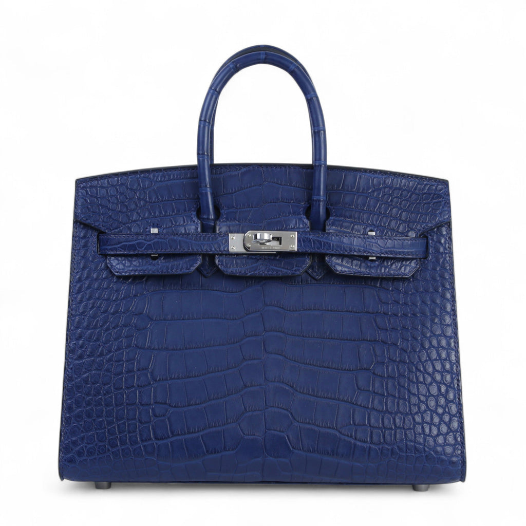 HERMÈS Birkin 25 Sellier Bleu Saphir (73) Matte Alligator Palladium hardware K (2025)