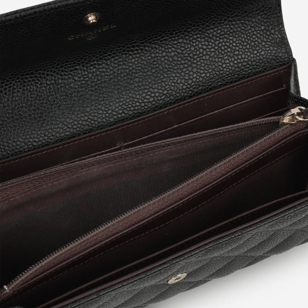 Chanel Long Classic Flap Wallet - Black Caviar | Gold Hardware