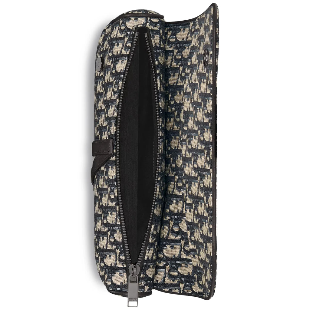 Dior Oblique Jacquard Beige and Black Saddle Bag