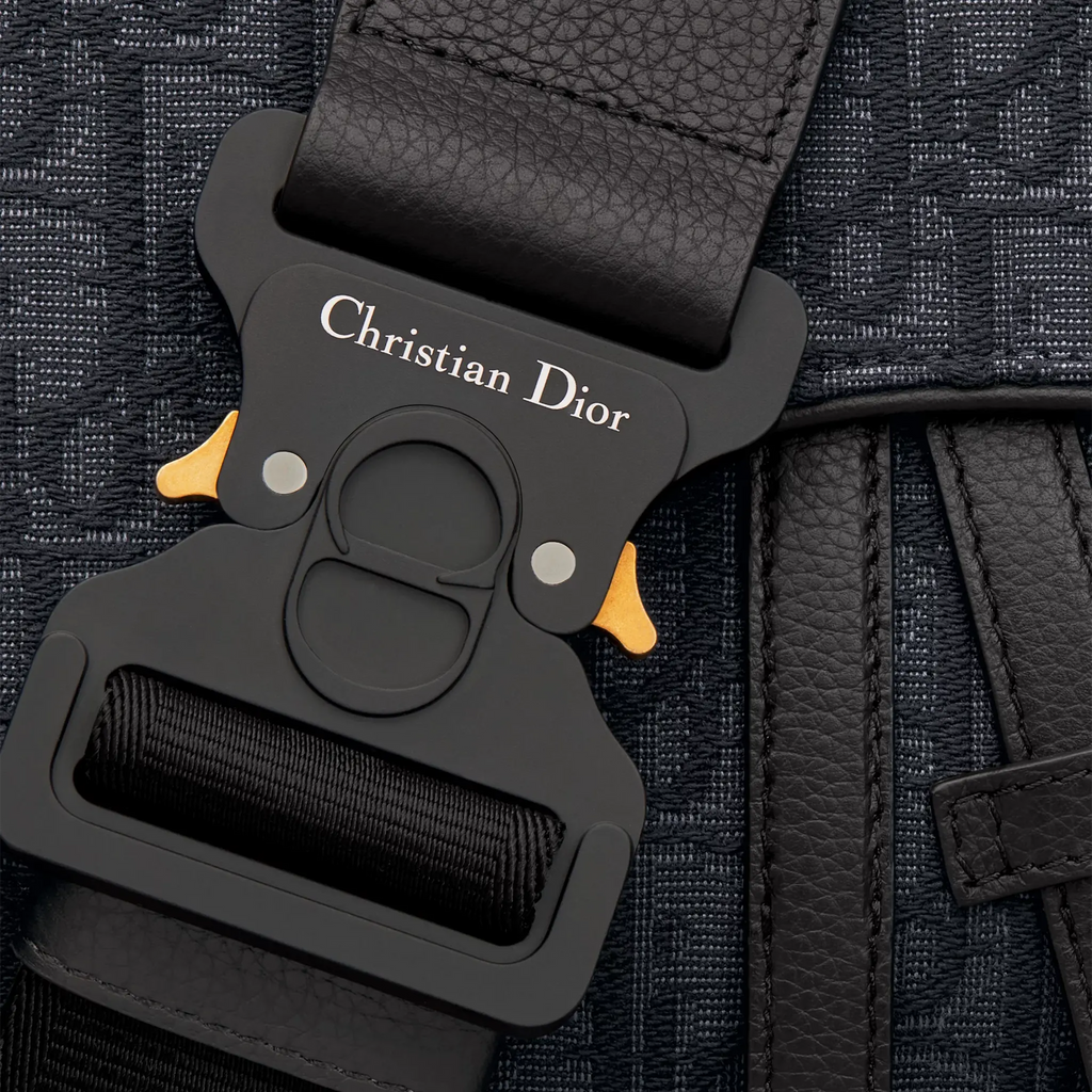 Dior Oblique Jacquard Black Saddle Bag