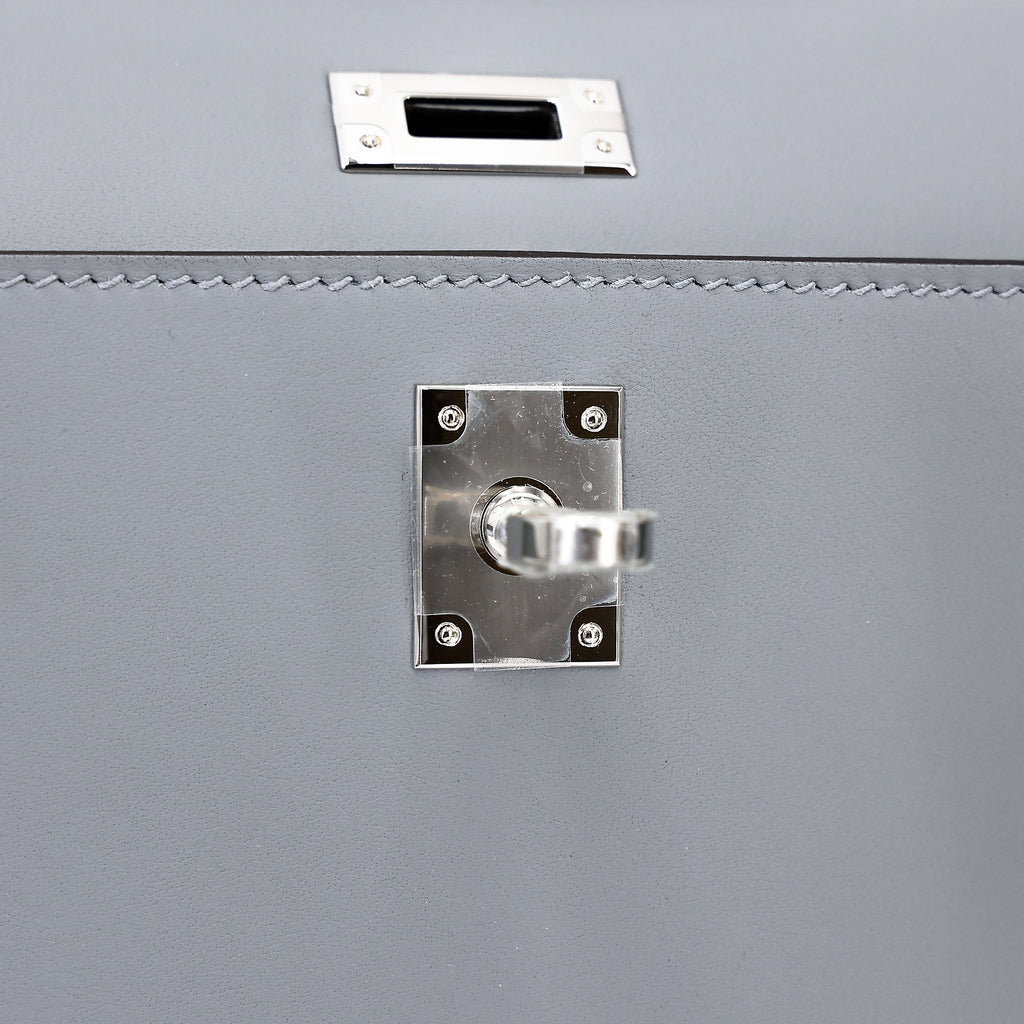 HERMÈS Kelly Pochette Gris Pantin (P0) Swift Palladium hardware K (2025)