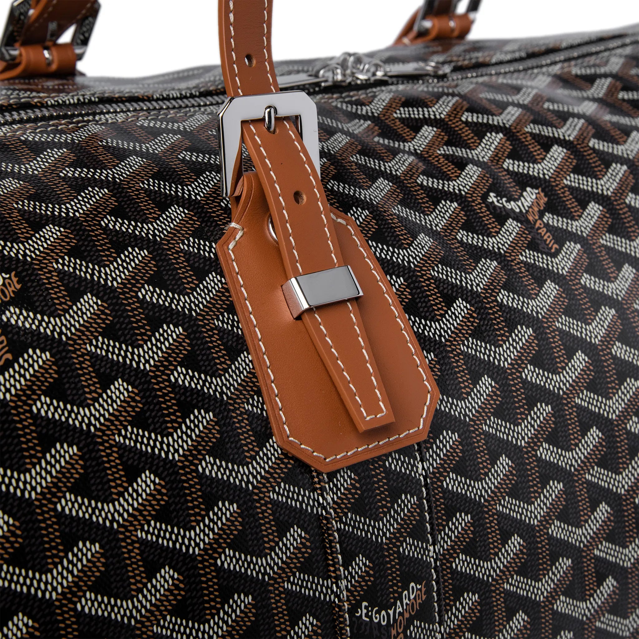 Goyard Boston 50 Black Tan Bag With Strap