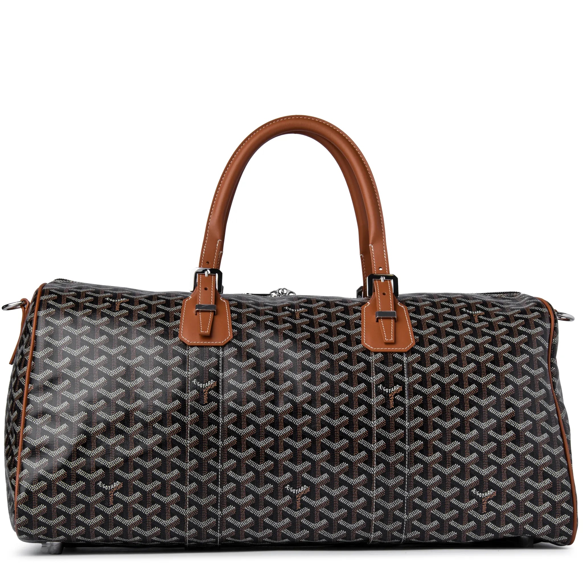 Goyard Boston 50 Black Tan Bag With Strap
