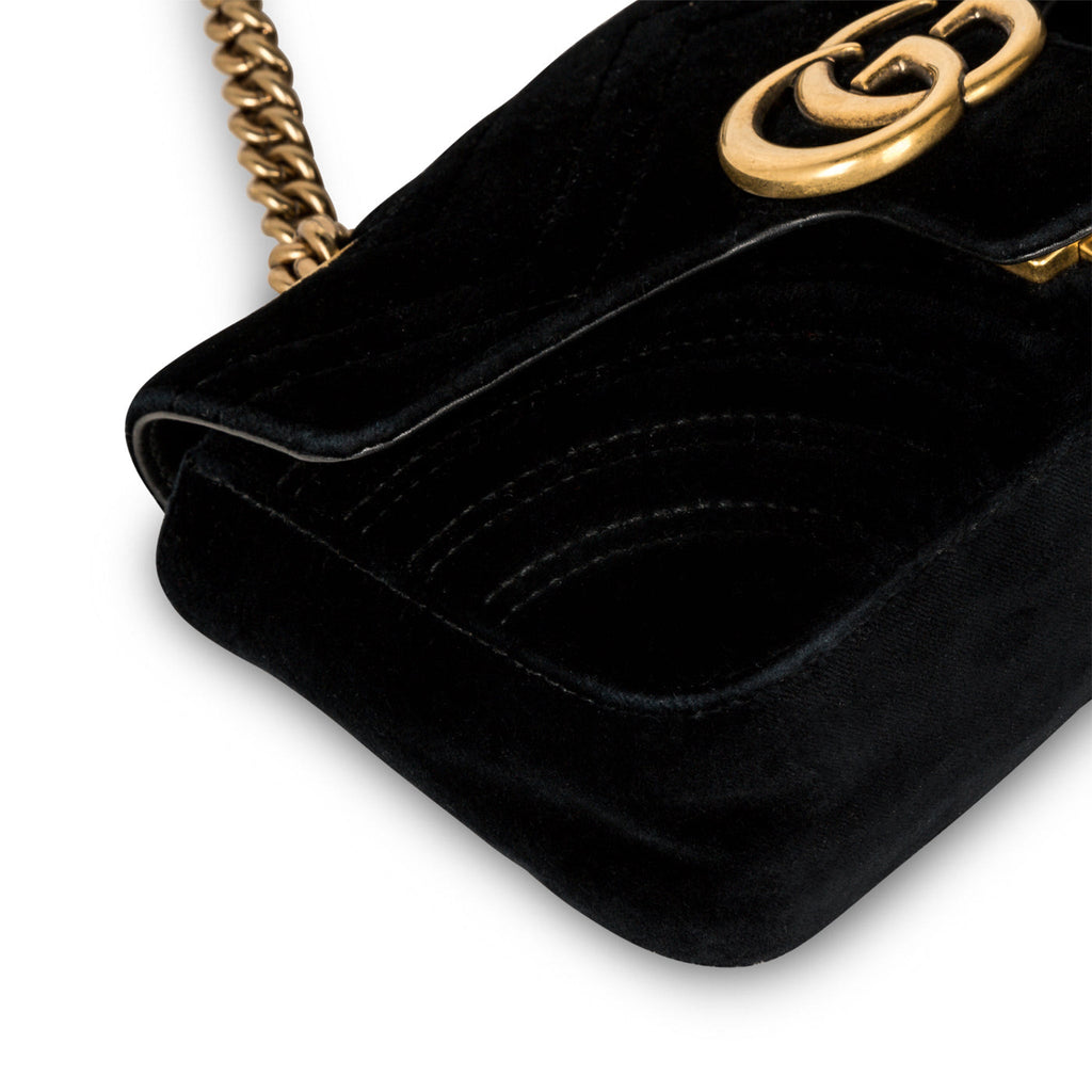 Gucci GG Marmont Velvet Black Small Shoulder Bag