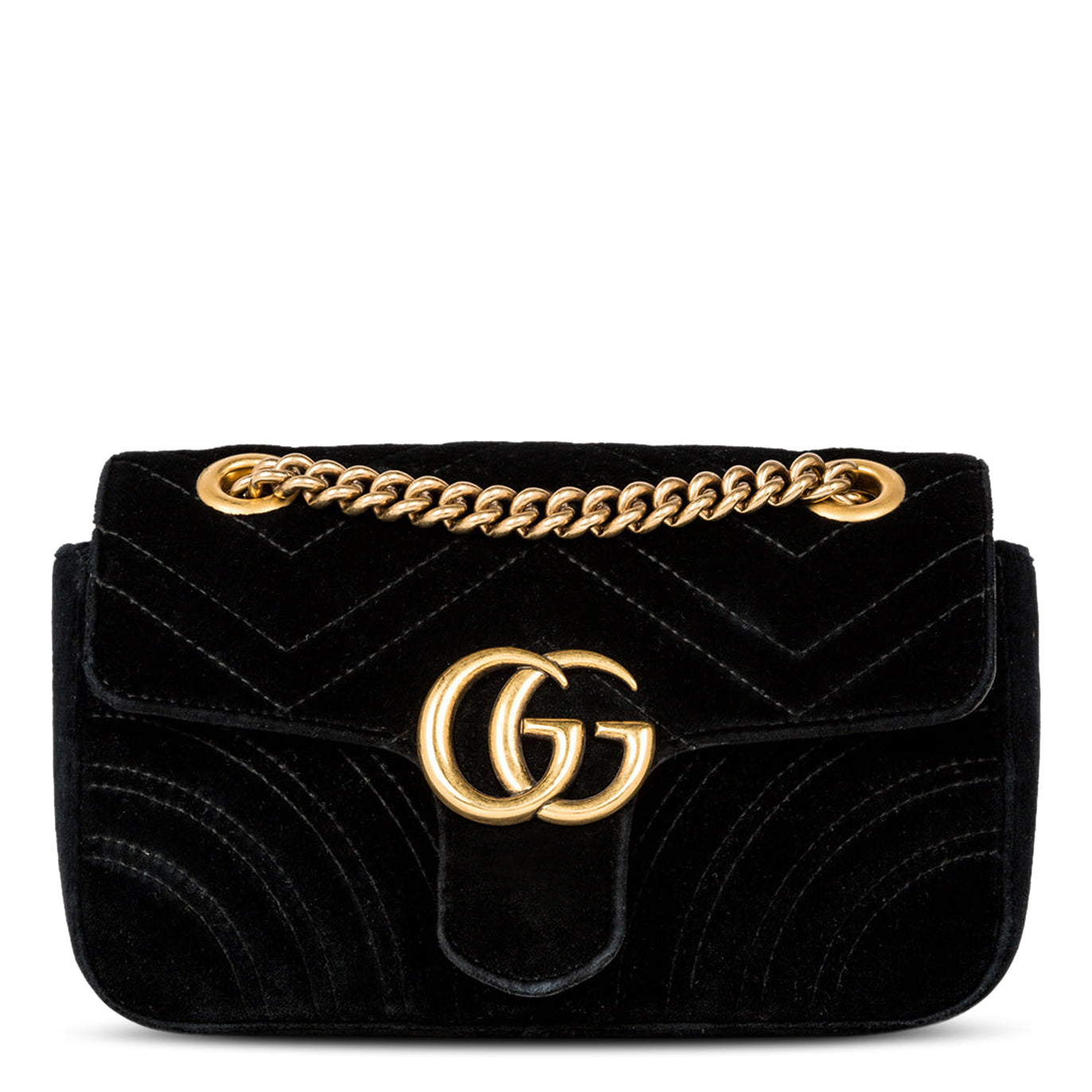 Gucci GG Marmont Velvet Black Small Shoulder Bag