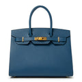 Hermès Paris Sellier Birkin 30 Deep Blue Epsom Leather Gold Hardware