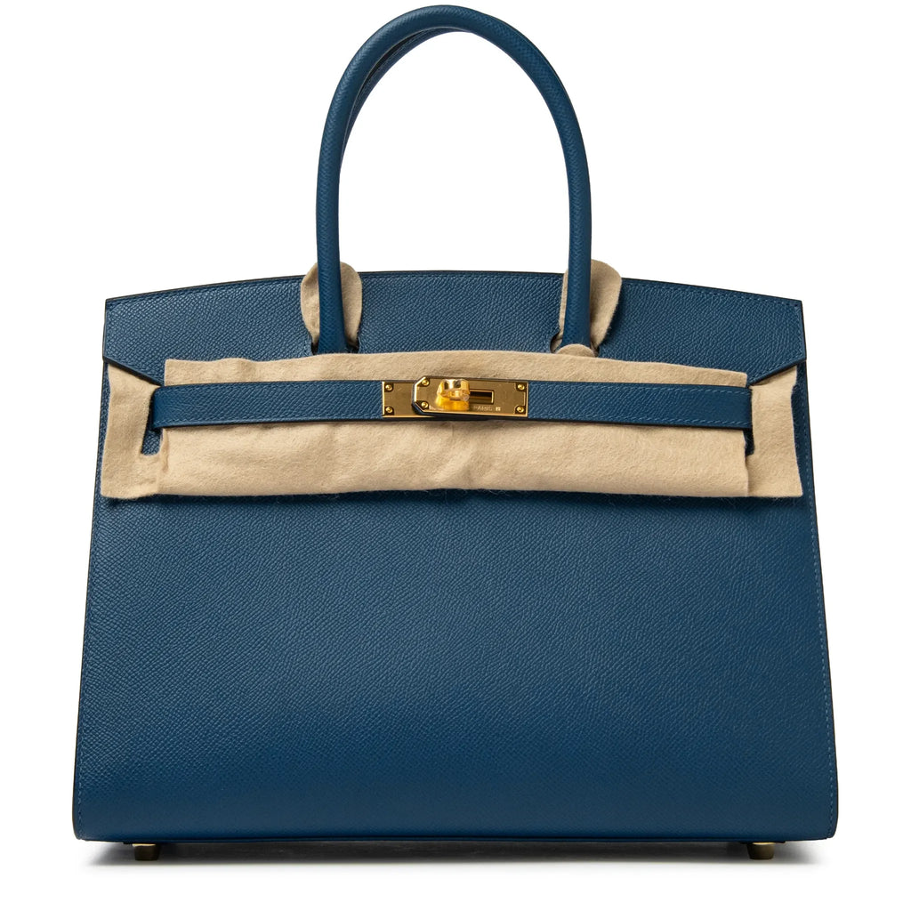 Hermès Paris Sellier Birkin 30 Deep Blue Epsom Leather Gold Hardware