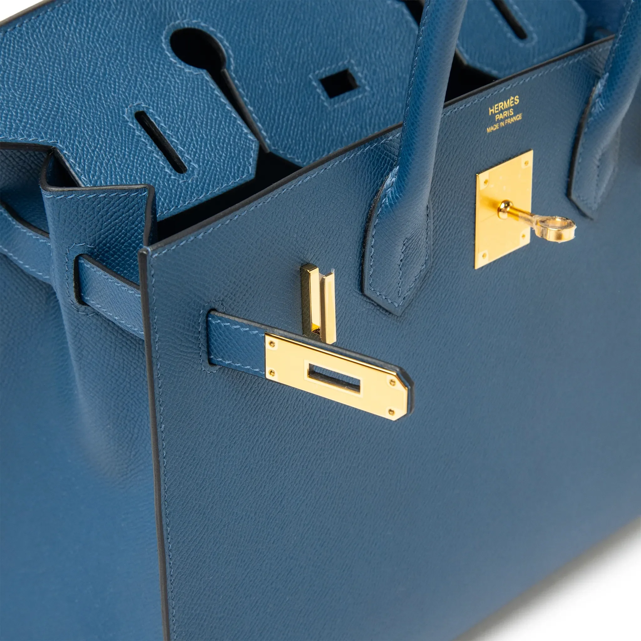 Hermès Paris Sellier Birkin 30 Deep Blue Epsom Leather Gold Hardware
