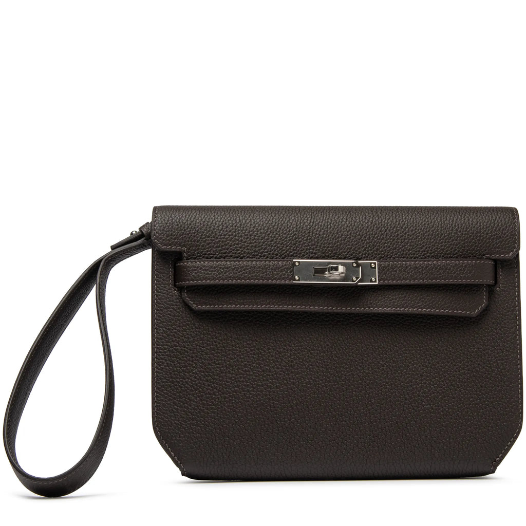 Hermes Kelly Depeches 25 Negonda Calfskin Bai Brun Palladium Hardware