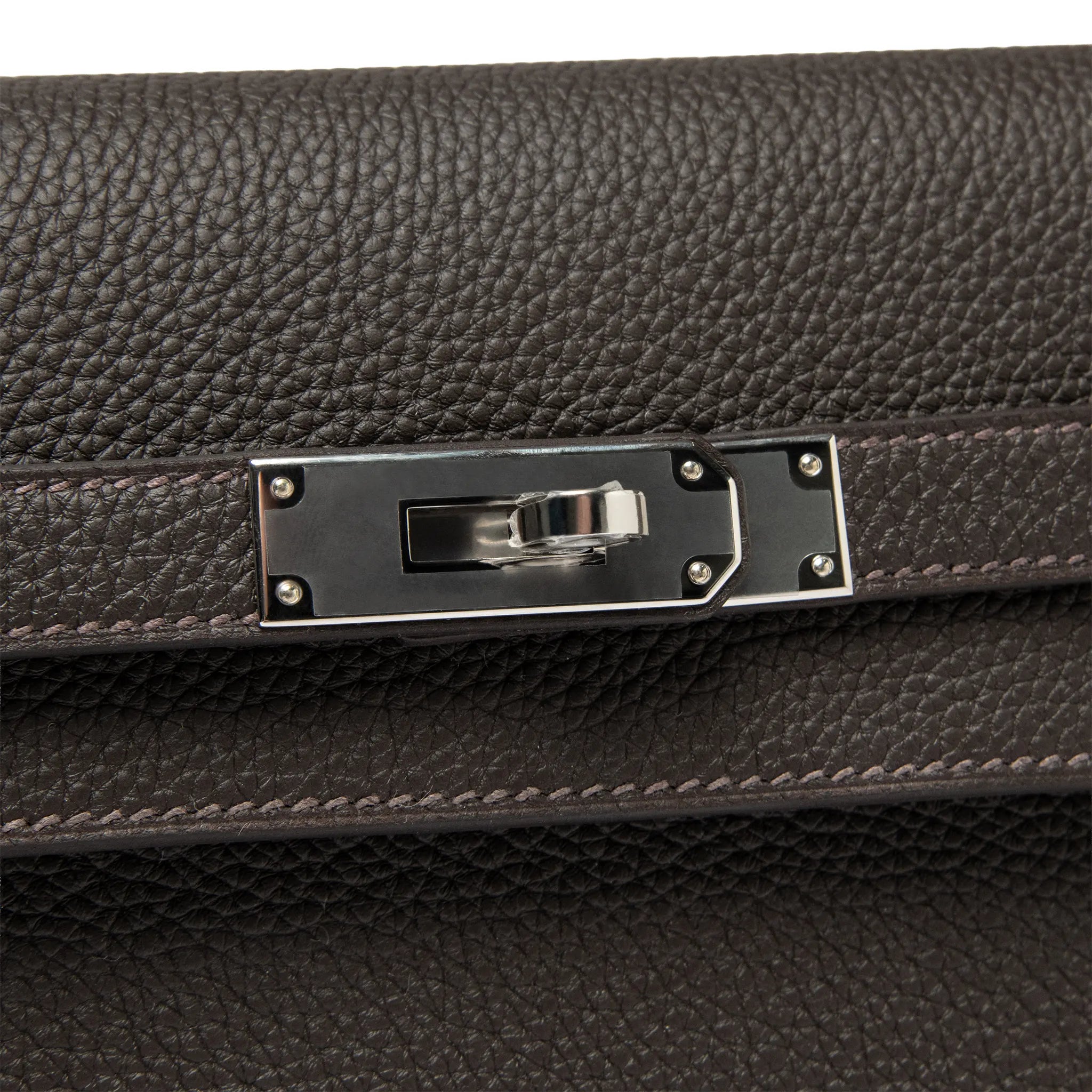 Hermes Kelly Depeches 25 Negonda Calfskin Bai Brun Palladium Hardware