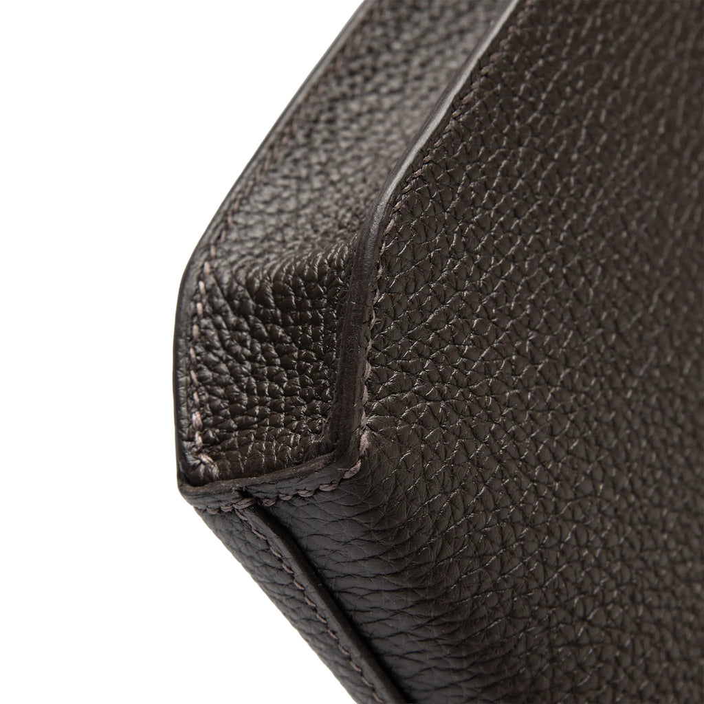 Hermes Kelly Depeches 25 Negonda Calfskin Bai Brun Palladium Hardware