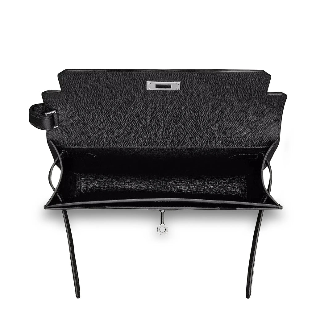 Hermès Paris Kelly Depeches 25 Epsom Black Palladium Hardware