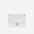 Chanel Medium Pearl Flap - White Calfskin | Gold Hardware