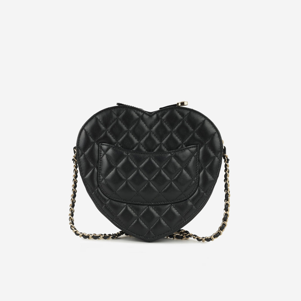 Chanel Large Heart Bag - Black Lambskin | Champagne Gold Hardware