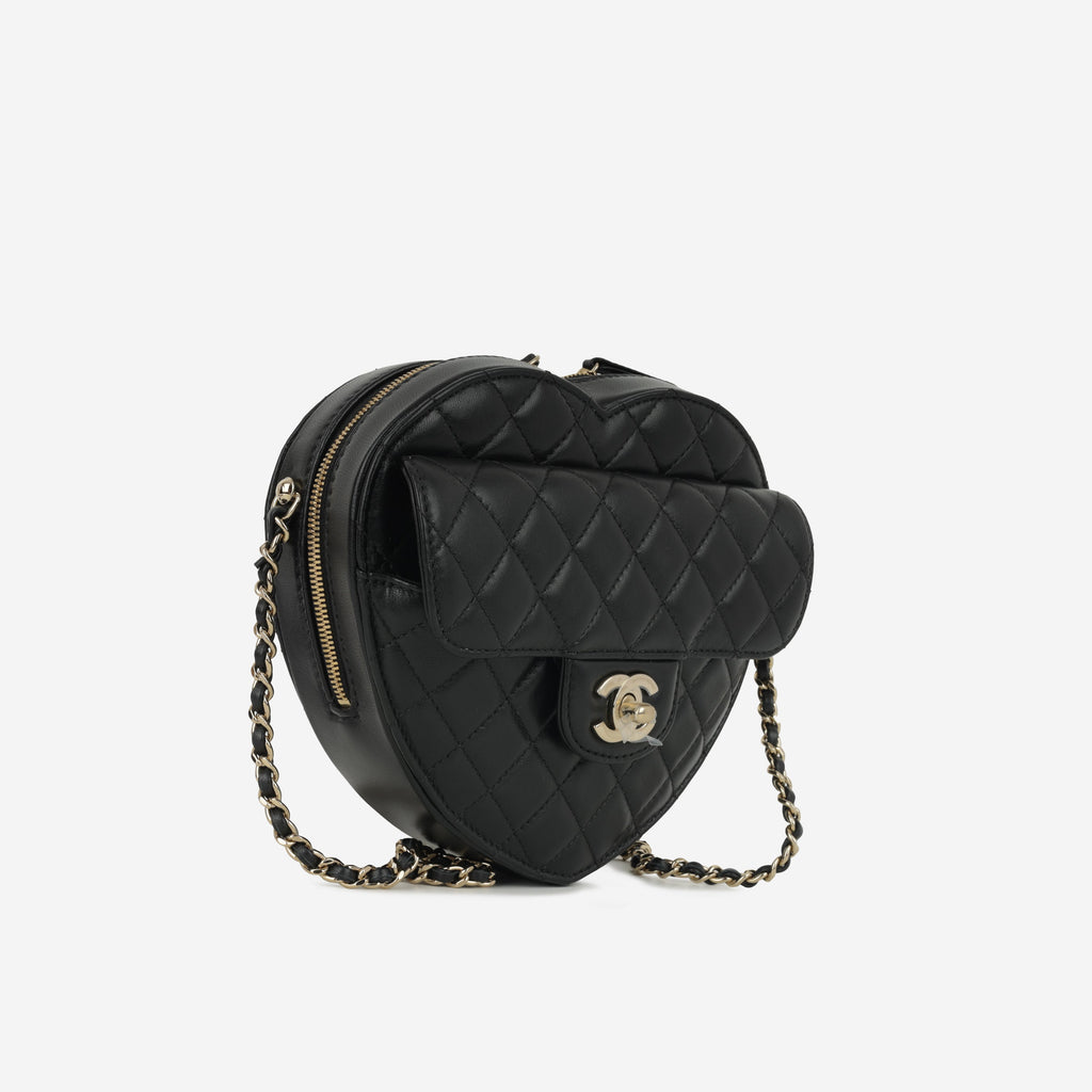 Chanel Large Heart Bag - Black Lambskin | Champagne Gold Hardware
