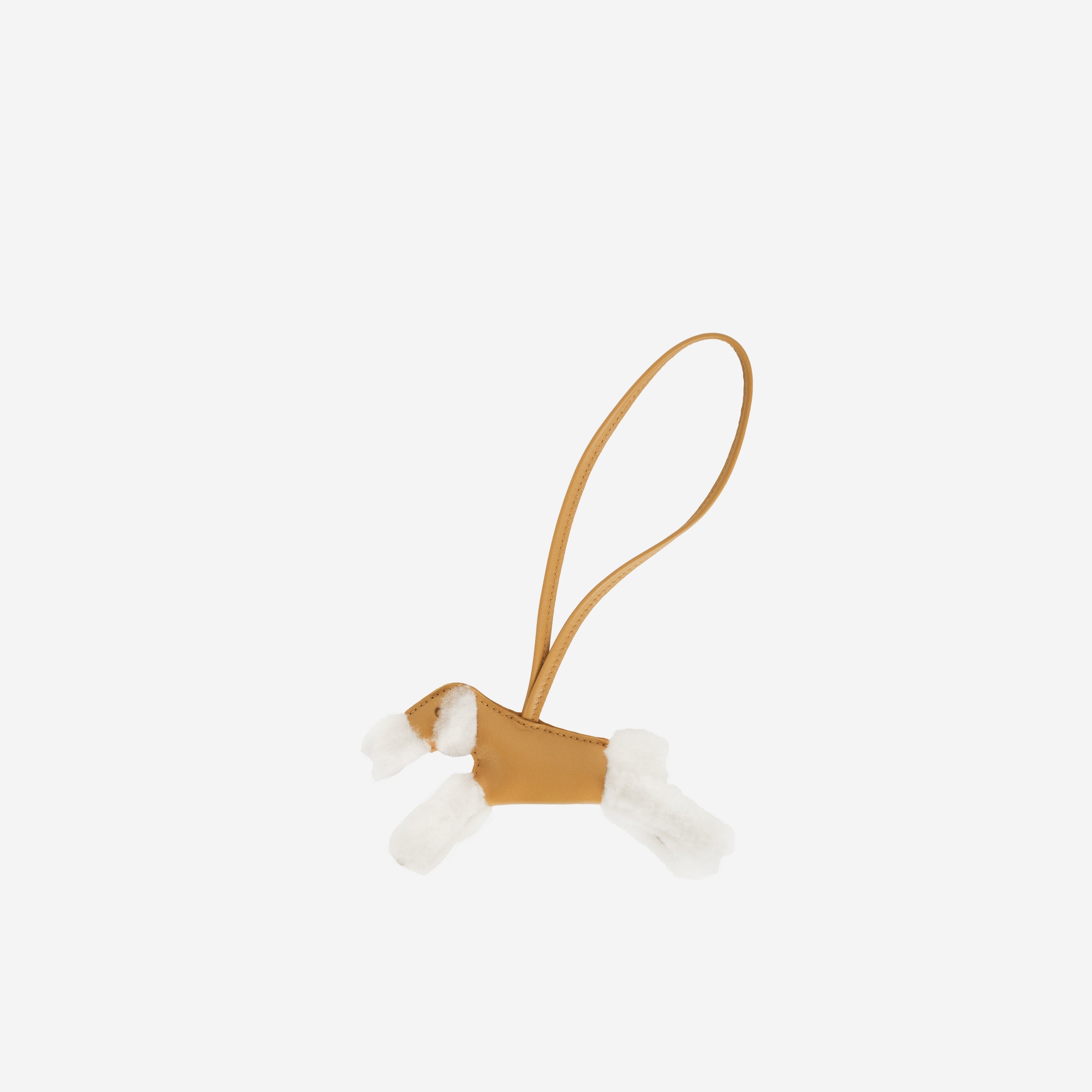 Hermès Budy Charm - Sesame Agneau / Blanc Merino Wool