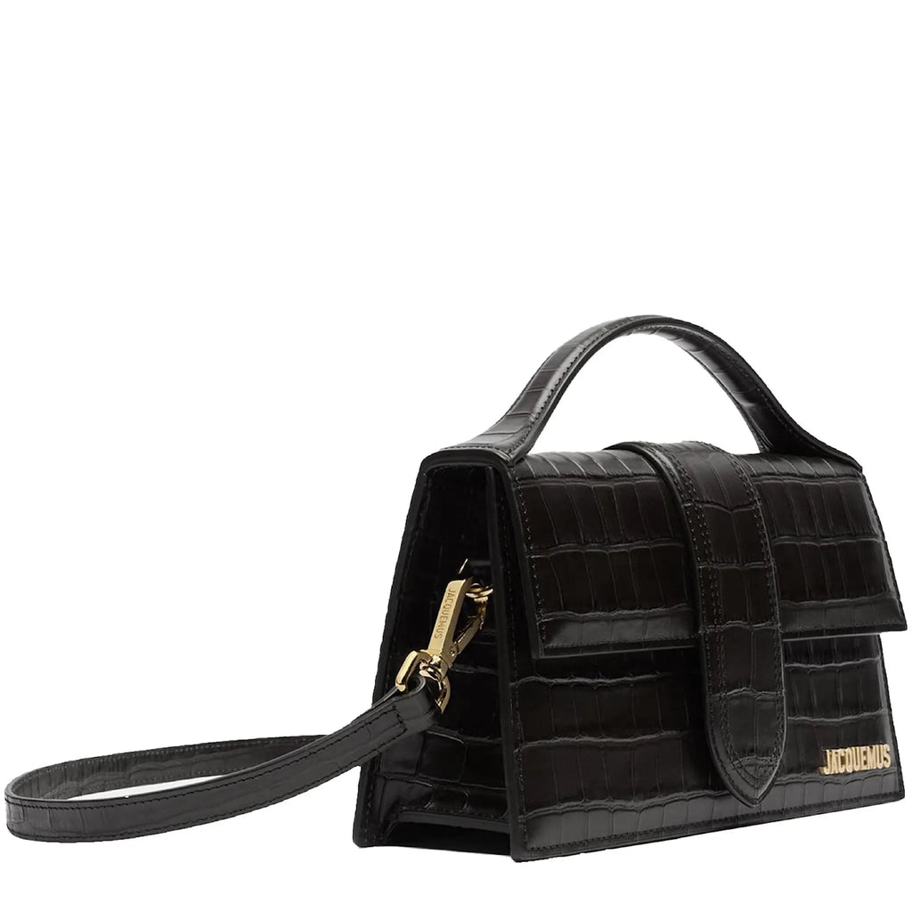 Jacquemus Large Bambino Black Crocodile Crossbody Bag