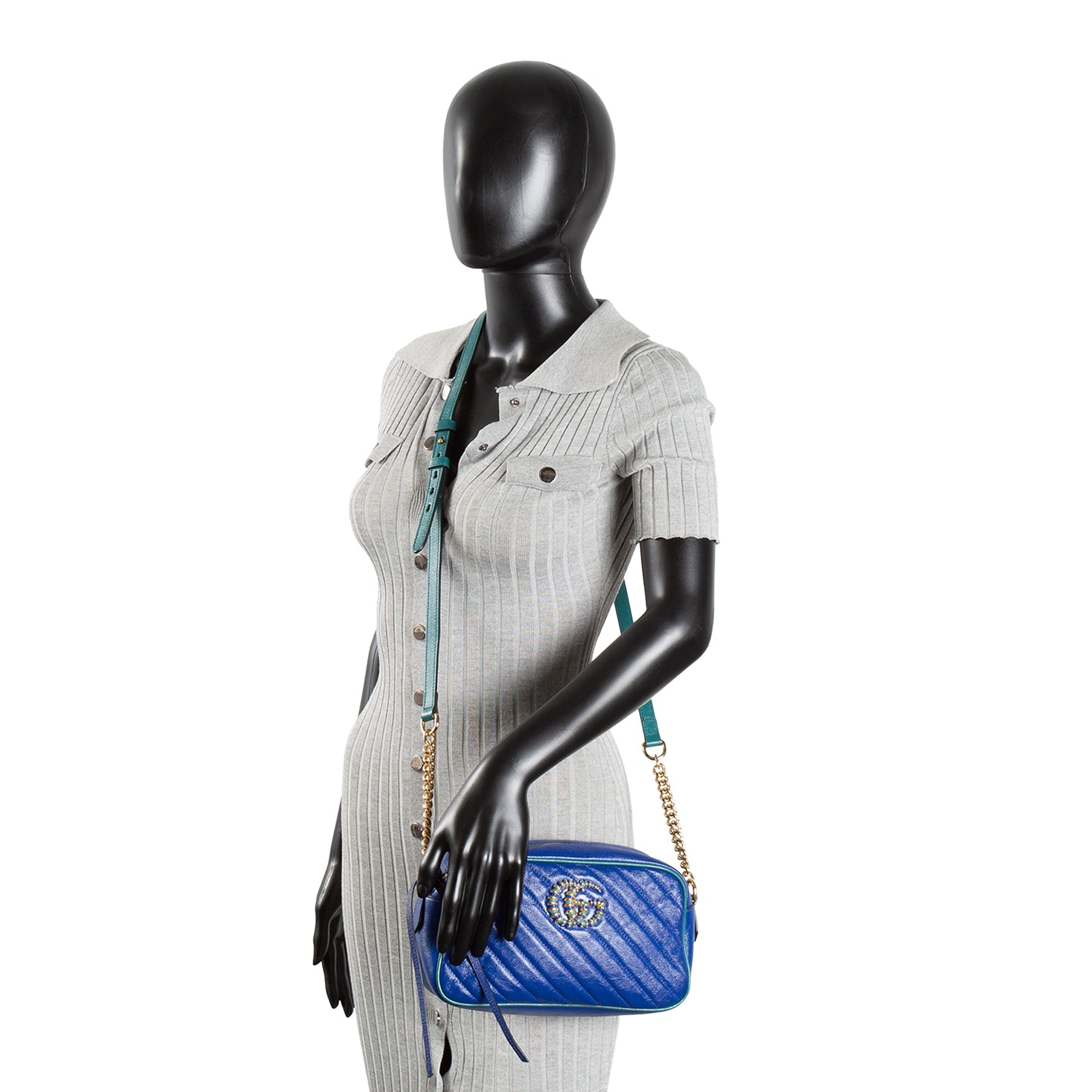 GUCCI GG Marmont Torchon Camera Bag - Blue