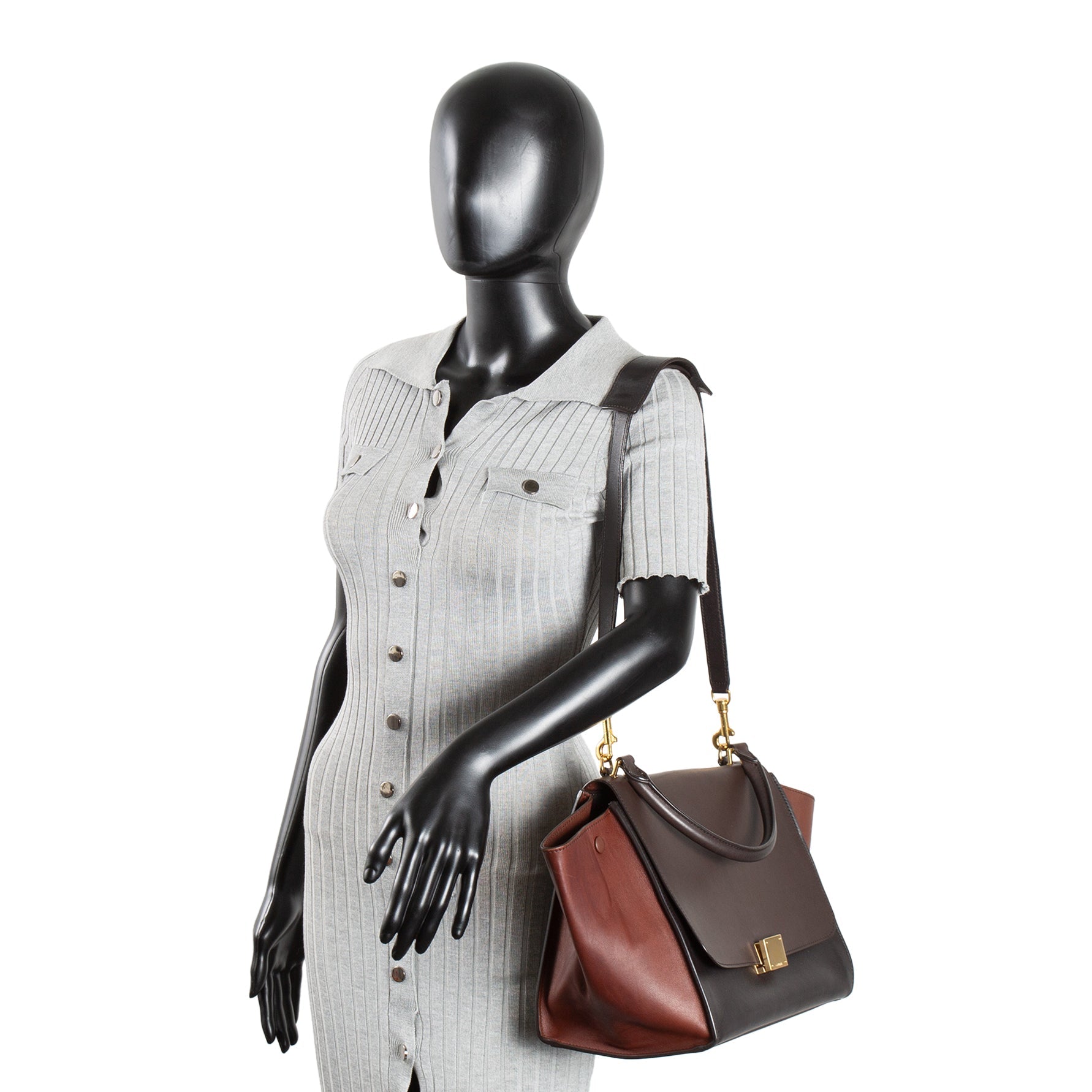 CELINE Trapeze Medium Top Handle - Brown & Black