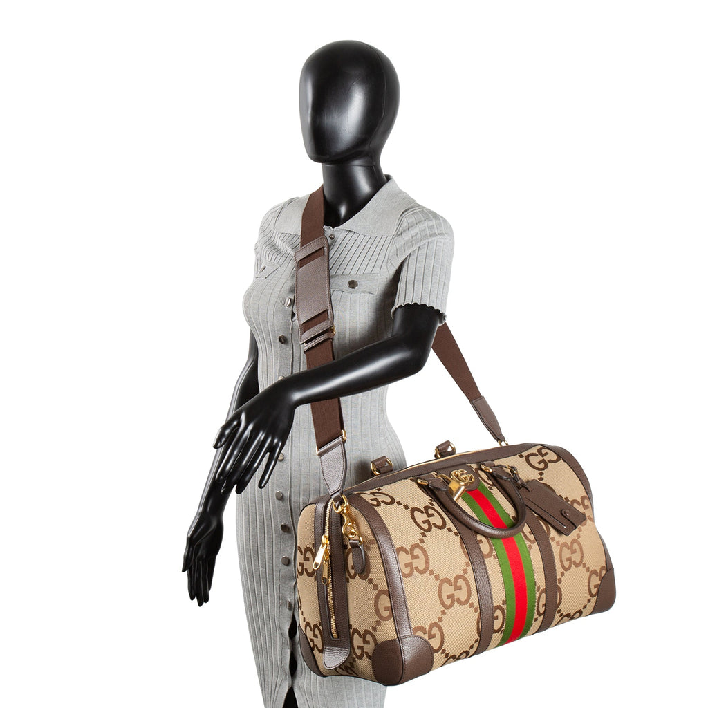 GUCCI Jumbo GG Medium Savoy Duffle Bag - Beige & Ebony