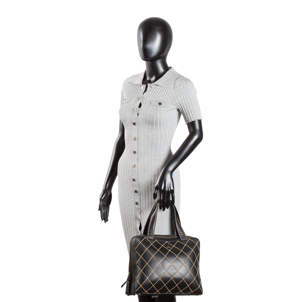 CHANEL Vintage Wild Stitch Handle Bag - Black