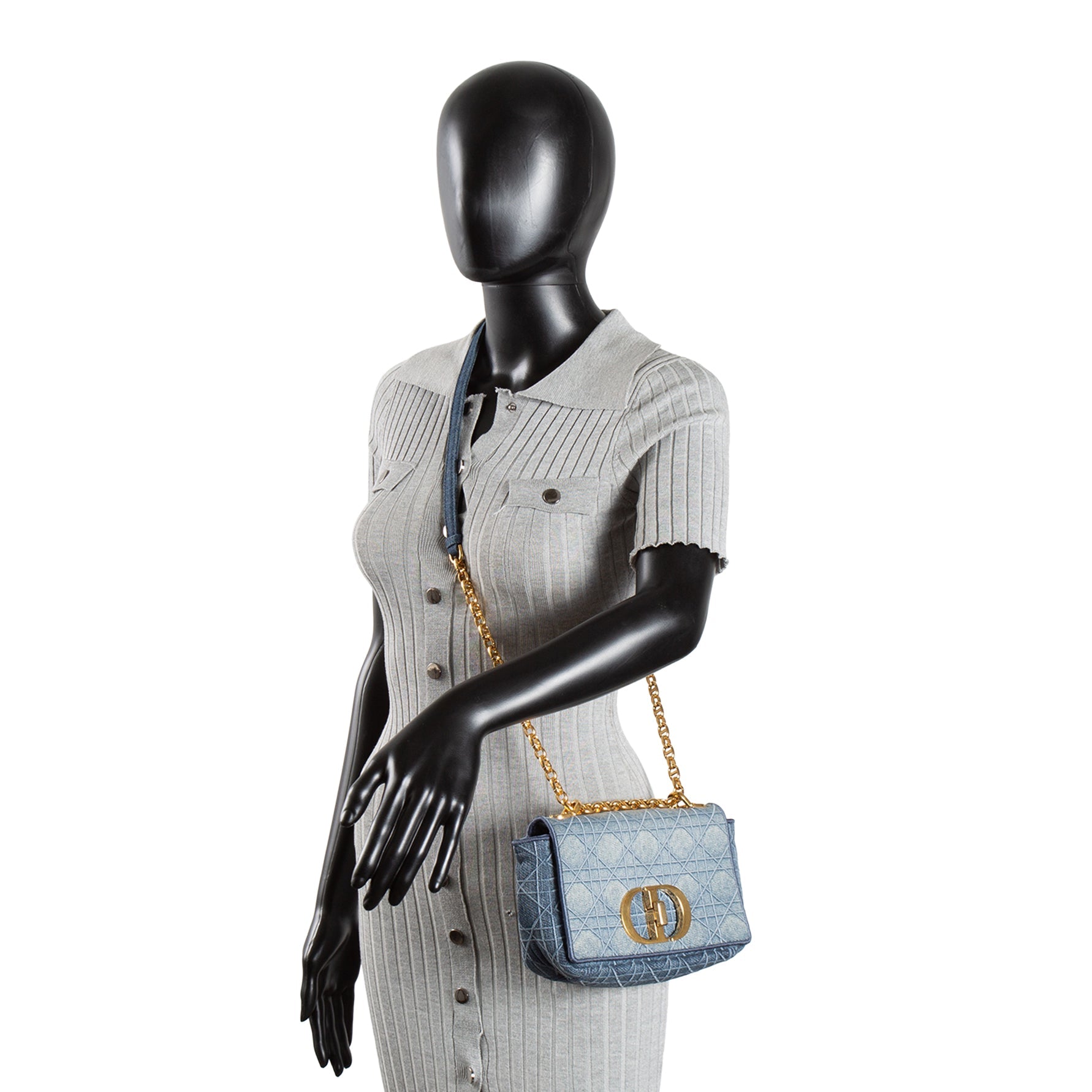 DIOR Small Denim Cannage Caro Bag