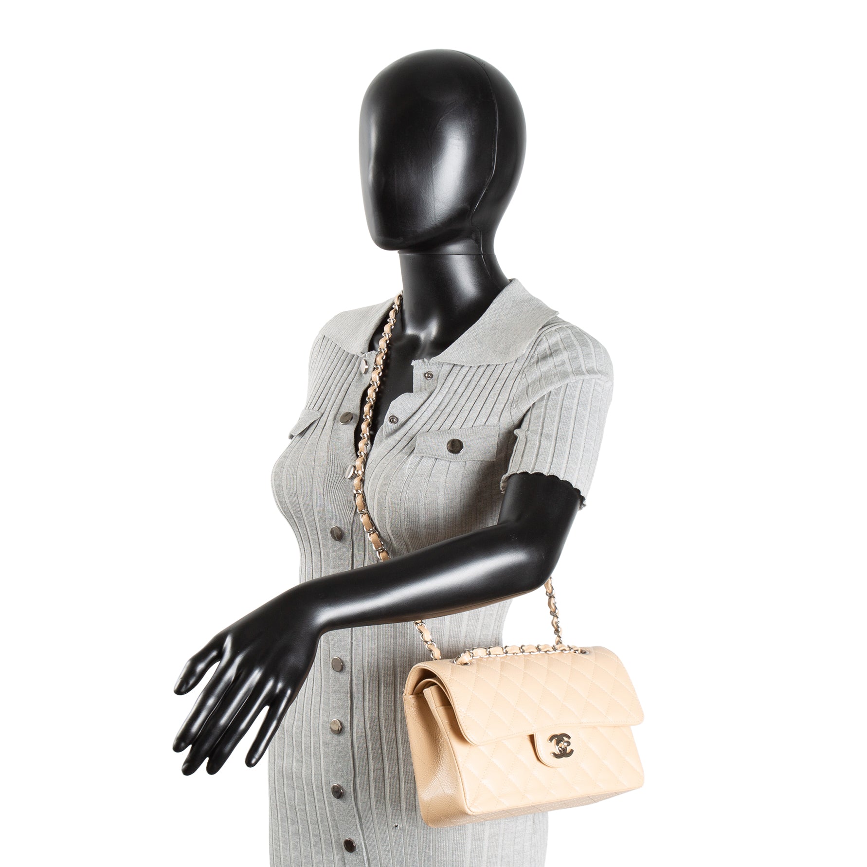 CHANEL Classic Caviar Double Flap Small - Nude