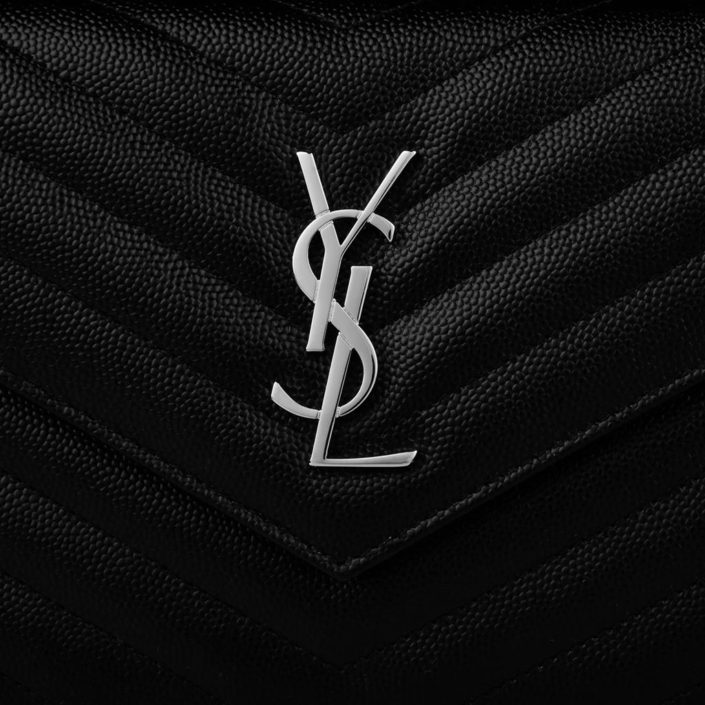 Saint Laurent Monogram Envelope Black Silver Crossbody Bag