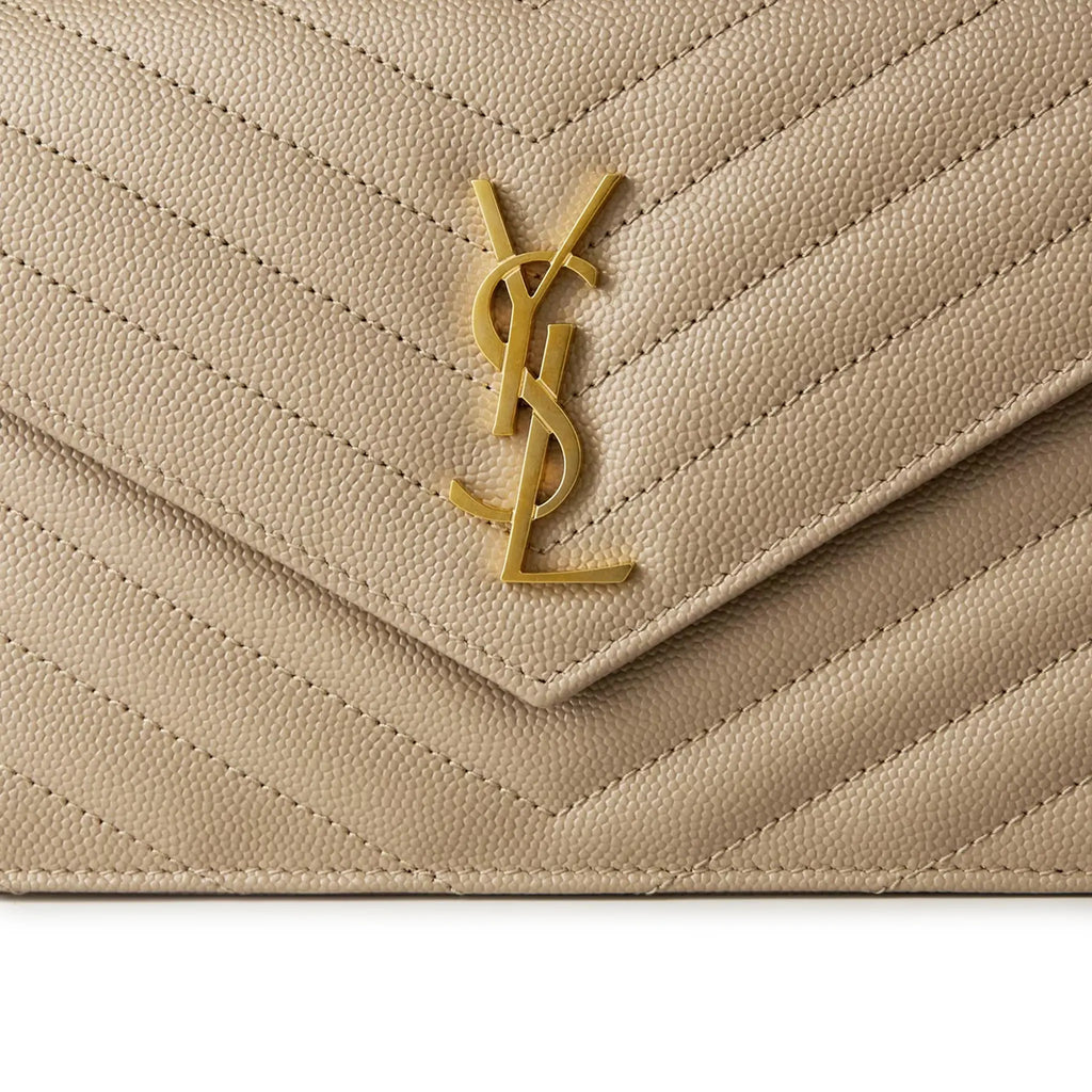 Saint Laurent Monogram Envelope Dark Beige Crossbody Bag