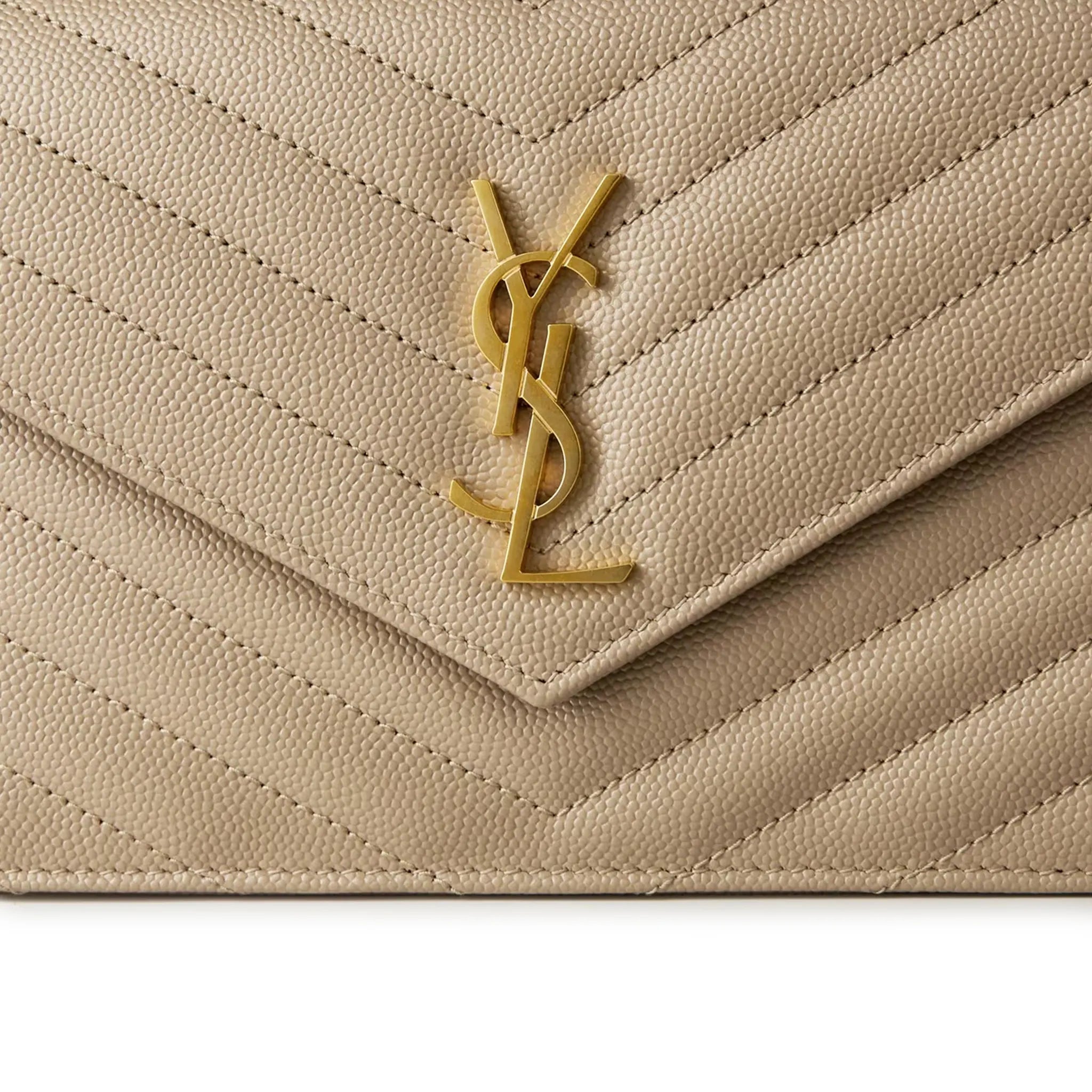 Saint Laurent Monogram Envelope Dark Beige Crossbody Bag